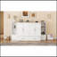Lit escamotable double avec tablettes, tiroirs et ports USB, blanc