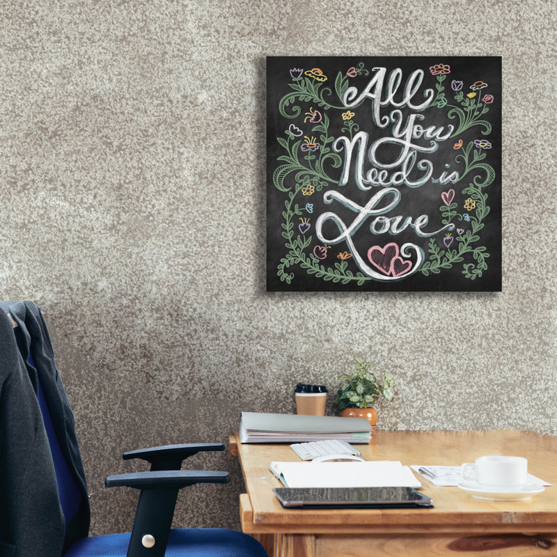 Toile épique Graffiti «All You Needis Love» par Elizabeth Caldwell, 26 po x 26 po, H 26 po x l 26 po