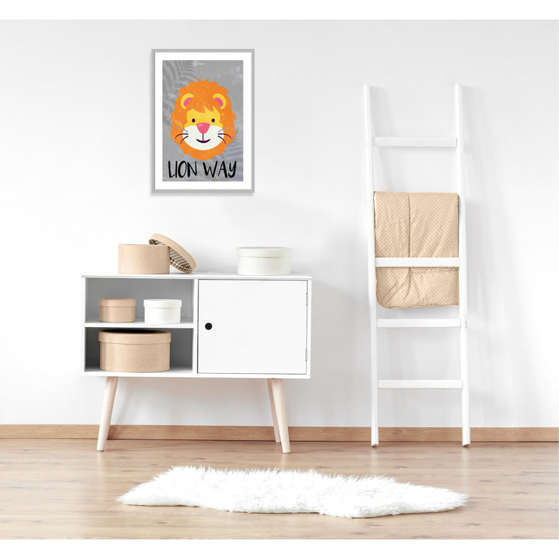 Impression sur papier Lion Way, H 34,5 po x l 24 po x P 1,18 po, Encadré de boîte argent