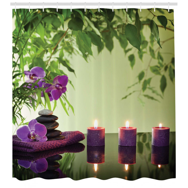 Ensemble de rideau de douche et de crochets spa, H 84 po x l 69 po