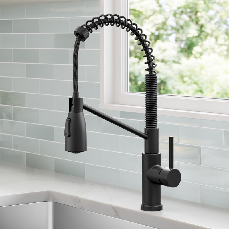 KRAUS Coda Commercial Style 2-Function Single Handle Pull Down Kitchen Faucet, Matte Black