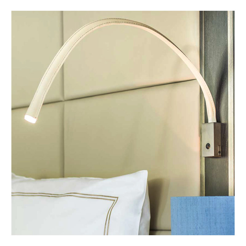 Flexiled Ap Leather with Switch 1-Light Spotlight, Satin Nickel, Ivory, 23.6"H x 4"W x 2"D