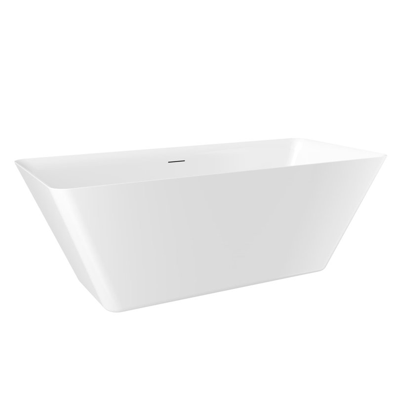 66 Inch Freestanding Bathtub Acrylic Soaking Tub Glossy White Bath Tub With Overflow