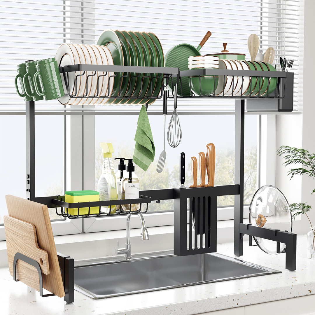 Stainless Rust Resistant Adjustable Over The Sink Dish Rack Single Panel Clothink