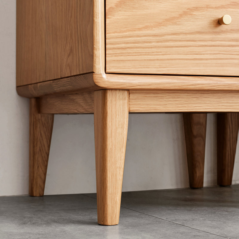 Armoire de rangement en chêne massif - porte en verre rétro, 2 tablettes, 1 tiroir et poignée en laiton pour le salon. Étagère de coin multi-usage avec optimisation d'espace