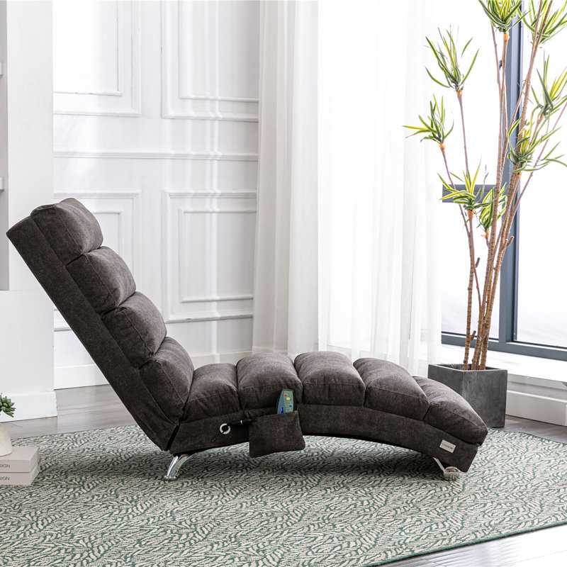  Linen Massage Chaise Lounge Indoor with Remote Control Ergonomic Electric Massage Long Lounger with 5 Modes, Dark Gray