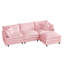 Canapé modulaire modulaire, ensemble de canapé en forme de L de 110 pouces pour le salon, canapé à 3 places confortable avec repose-pieds mobile, combinaison de bricolage, chenille, rose