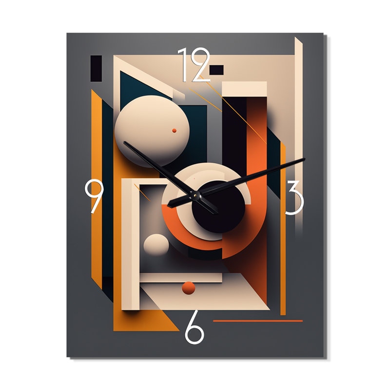 Minimal rétro géométrie sur gris foncé - très grandes horloges murales géométriques modernes, H 32 po x l 16 po x P 1 po