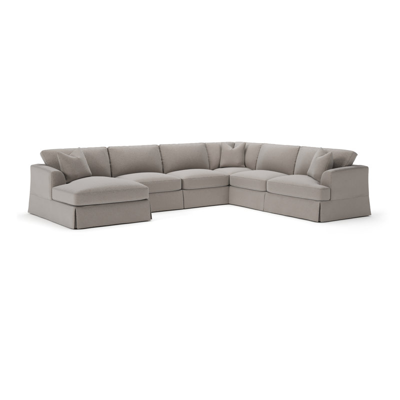 Lucia 151" W U-Shaped Sectional, Left Hand Facing, Apollo Pebble Boucle