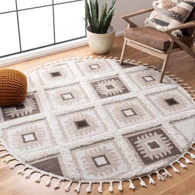 ImraanMoroccan Tassel Shag Geometric Indoor/Outdoor Rug