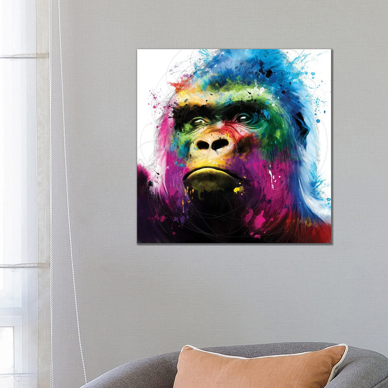 « Gorilla » par Patrice Murciano, impression d’art graphique, Pas de tapis, Toile tendue, H 26 po x l 26 po x P 1,5 po