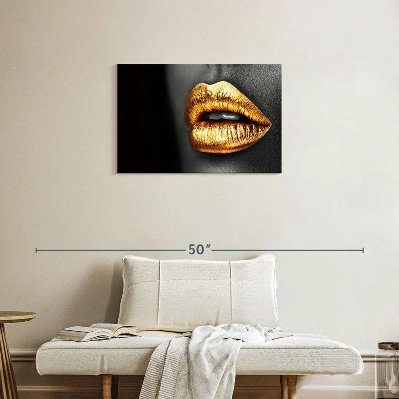 Shuttleworth Gold Metallic Lips, 20" H x 30" W