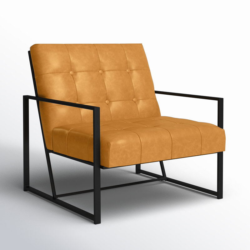 Fauteuil capitonné l 29,5 po Billings, Similicuir brun clair