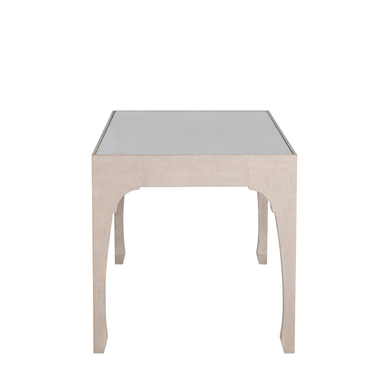 Vesey Mahogany Wood Desk - 1 Drawers, Whitewashed Raffia