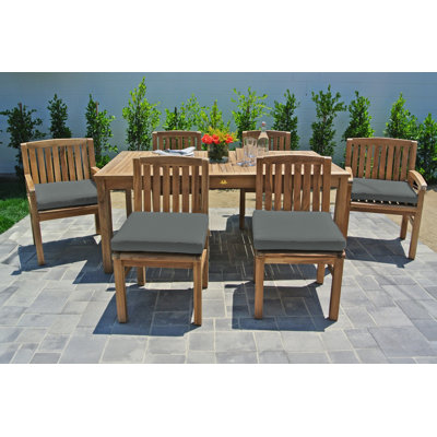 Huntington 7pc Teak Outdoor Dining Set With Sunbrella