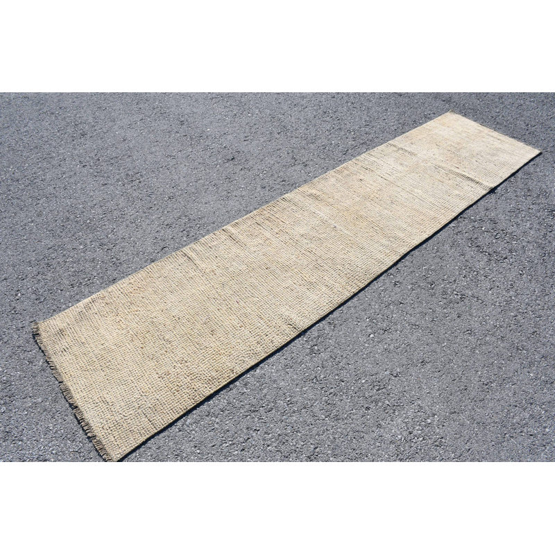 Tapis de couloir turc Herki fabriqué à la main en jaune éclatant pour couloir ou couloir extérieur