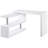 360? Rotating White L-Shaped Corner Computer Desk with 3-Tier Storage Shelves