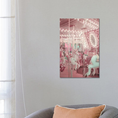 Pastel Pink Carousel - Wrapped Canvas Print