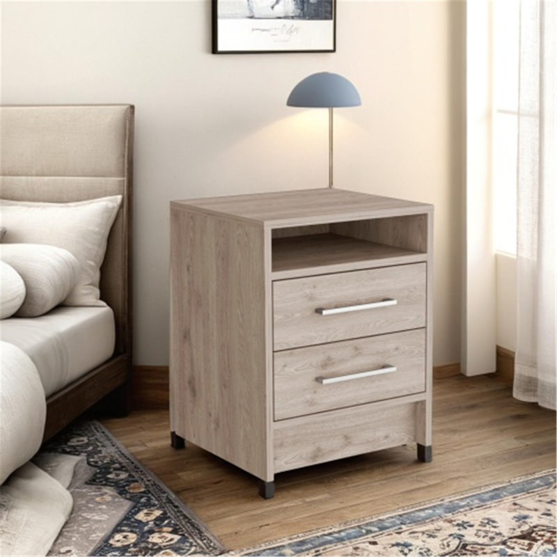 Table de chevet polyvalente avec plateau supérieur et tiroirs doubles pour le rangement