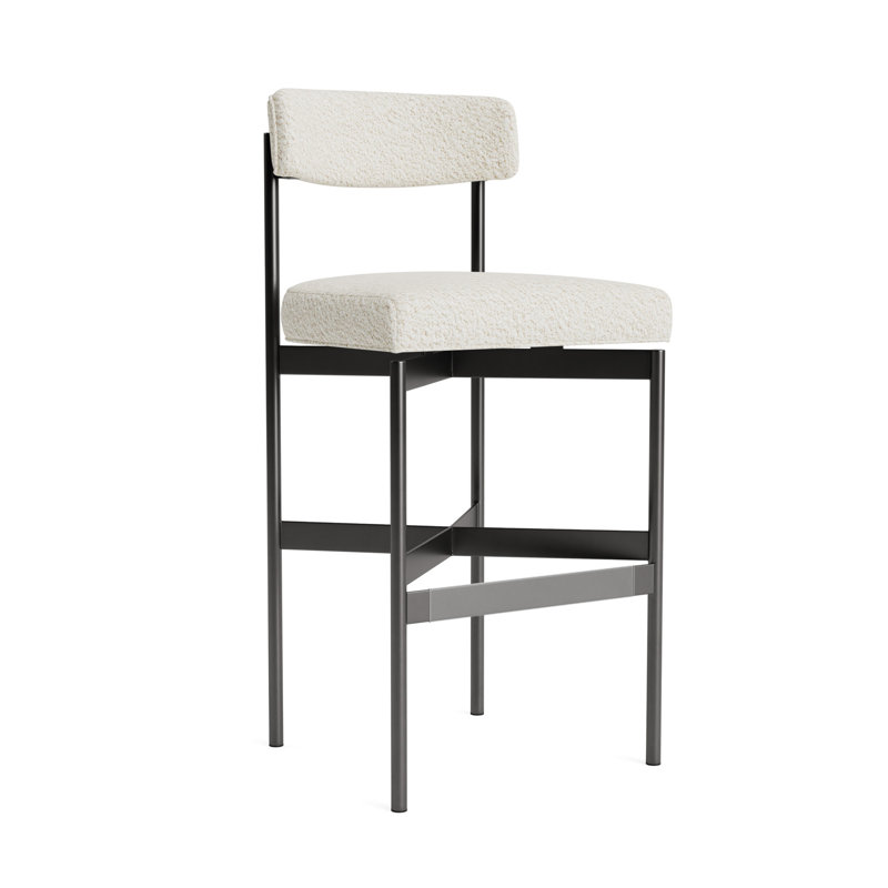 Remy Bar Stool, Berber - Cream, Pewter, Bar Stool (31” Seat Height)