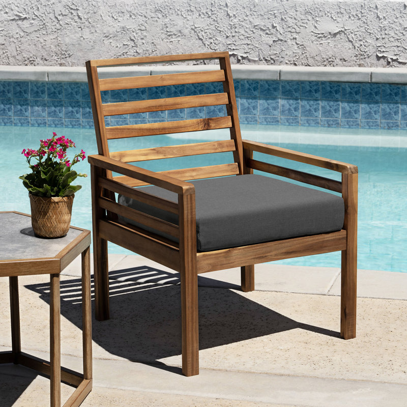 Meridian Outdoor Square Dining Seat Cushion, Heathered Dark Gray