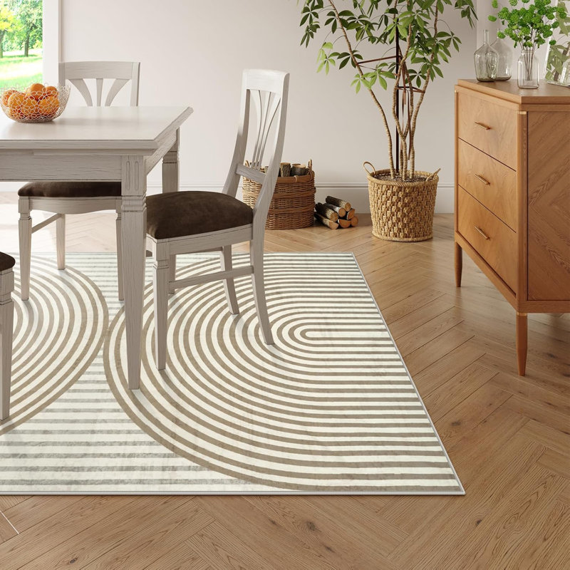 Tapis lavable à la machine pour tapis de salon moderne antidérapant, Rectangulaire 8 pi x 10 pi