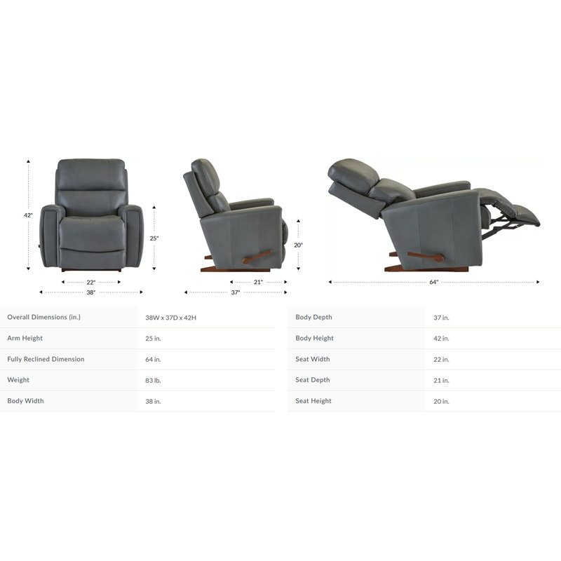 Fauteuil inclinable berçant en cuir Apollo, Similicuir gris foncé, Manuel