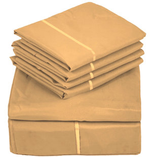 Ensemble de draps 6 pièces en microfibre brossée double ultra douce, feuilles rafraîchissantes avec poches très profondes - Lavable à la machine