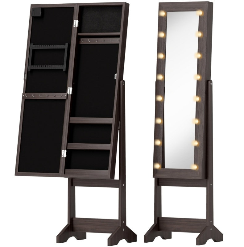 Freestanding Jewelry Armoire, Dark Brown