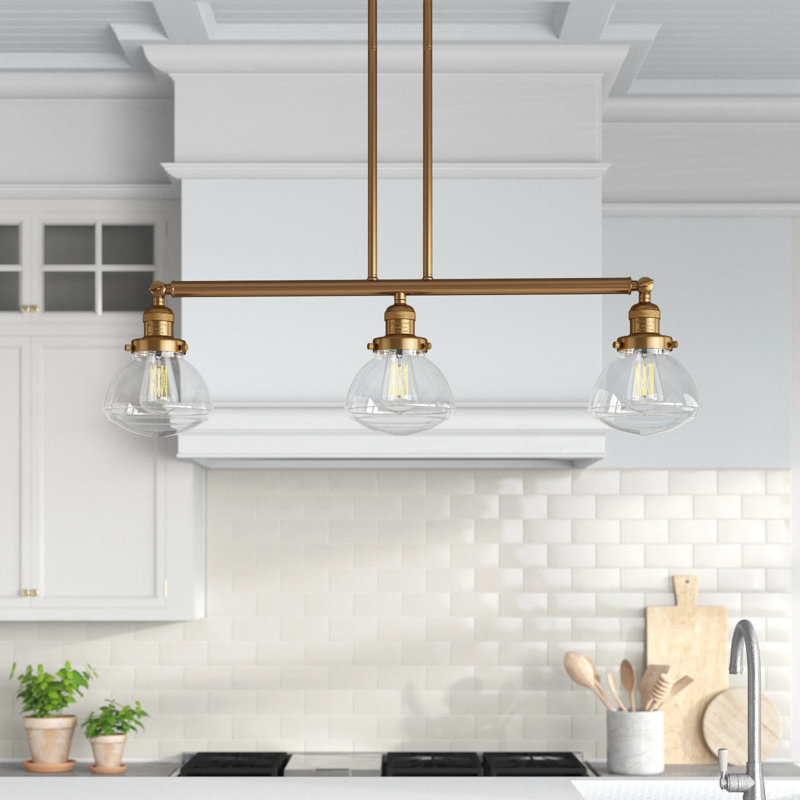 Chesterville 3 - Light Kitchen Island Pendant, Clear, Satin Gold, No Bulb Included