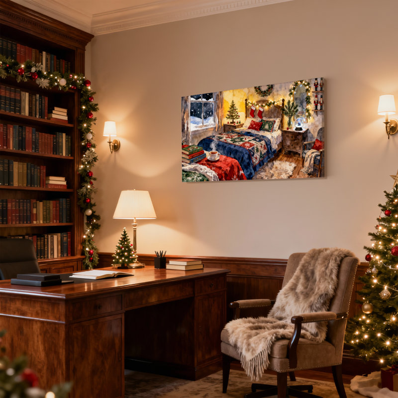 «Christmas Christmas Room Cozy Winter Scene», ensemble de 3 impressions sur toile, H 16 po x l 24 po