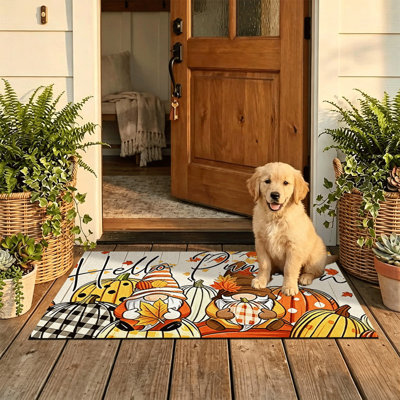 Tapis de porte antidérapant intérieur/extérieur, 61 x 91 cm, Hello Pumpkin Gnomes