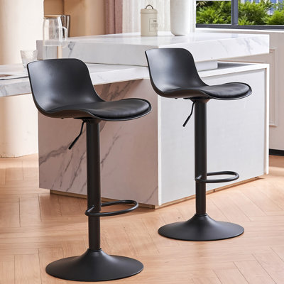 Harjyot Modern Swivel Adjustable Height Bar Stool with Backrest Footrest for Kitchen Island Bar Counter