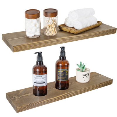Solid Wood Floating Shelves，Rustic Wooden Wall Shelves