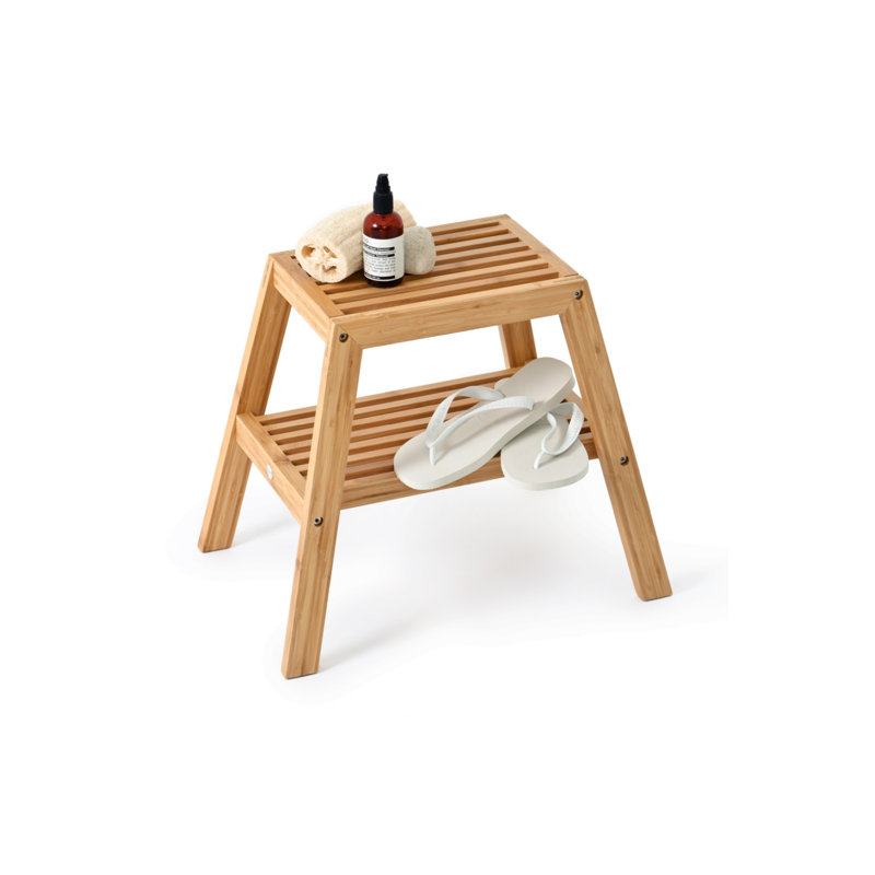 Slatted Accent Stool, Natural