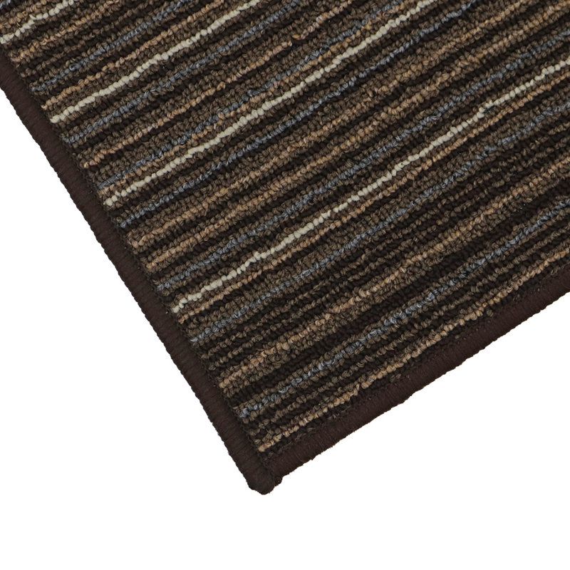 Non-Slip Striped Indoor Doormat, Brown, Rectangle W40 x L60 cm