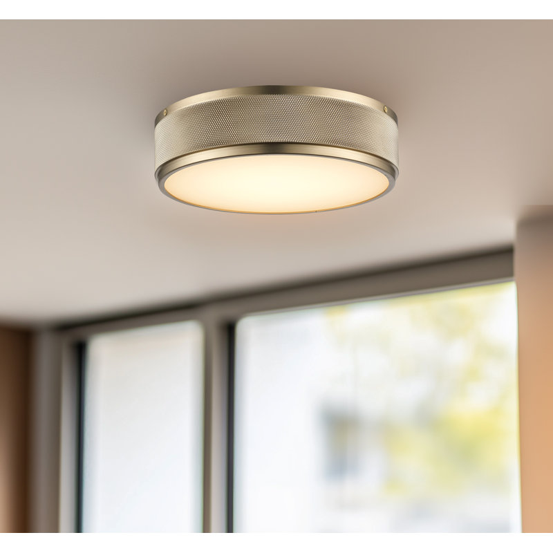 Amos LED Flush Mount, Antique Gold, 2.8" H x 11" W x 11" D