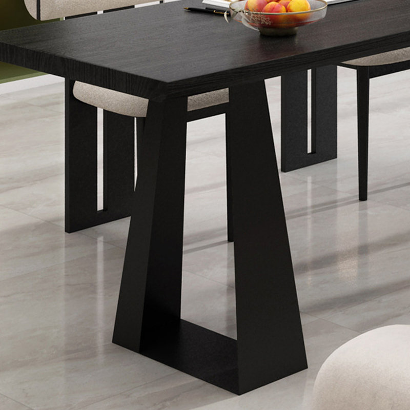 Bureau rectangulaire long en acier au carbone et bois de frêne noir, H 29,52 po x l 78,74 po x P 23,62 po