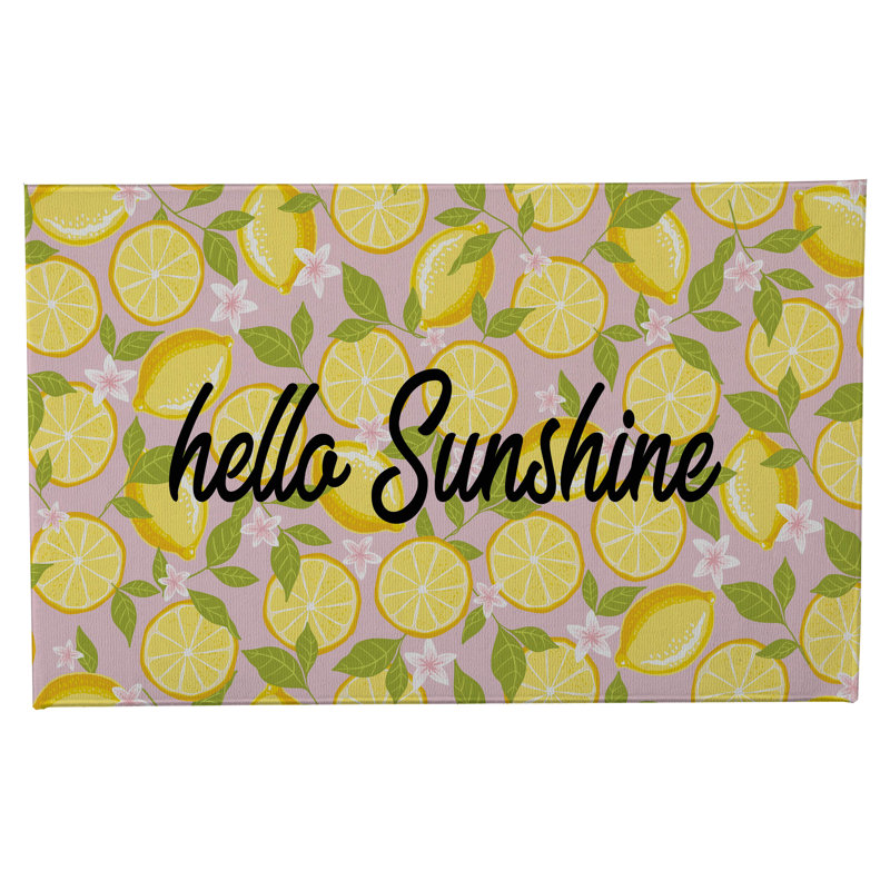 Lemons Hello Sunshine Outdoor Doormat, 21" W x 34" L, Pink