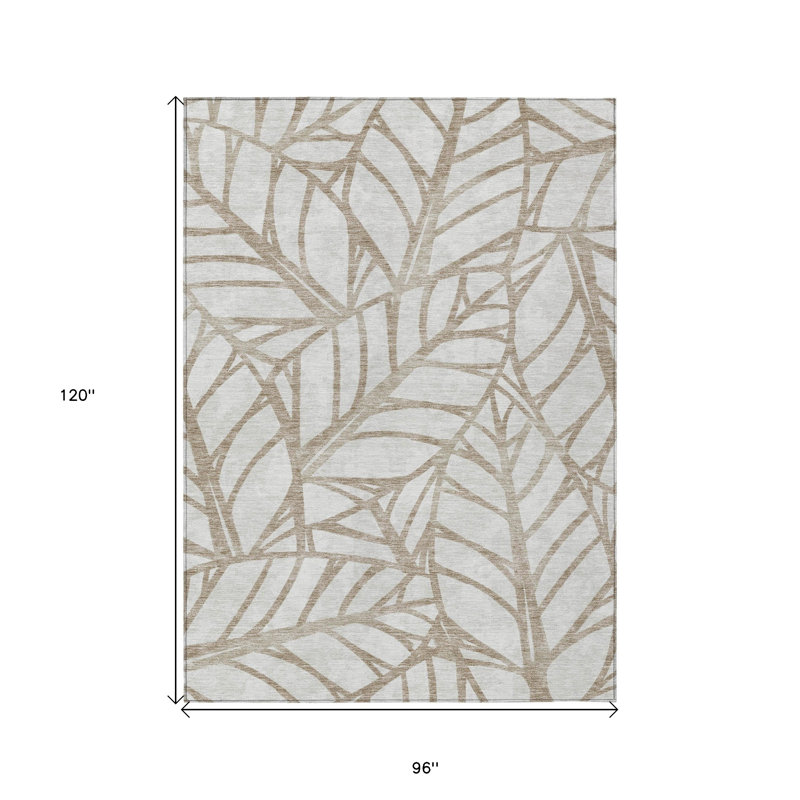 Tapis intérieur lavable floral beige et brun 8 pi x 10 pi