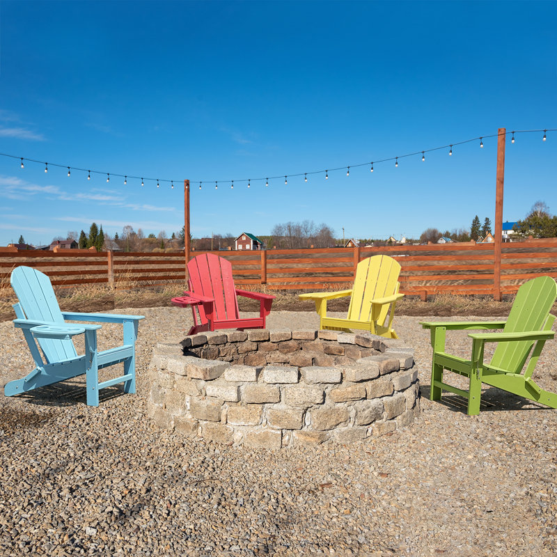  Cheryce HDPE Folding Adirondack Chair With Cup Holder, Green