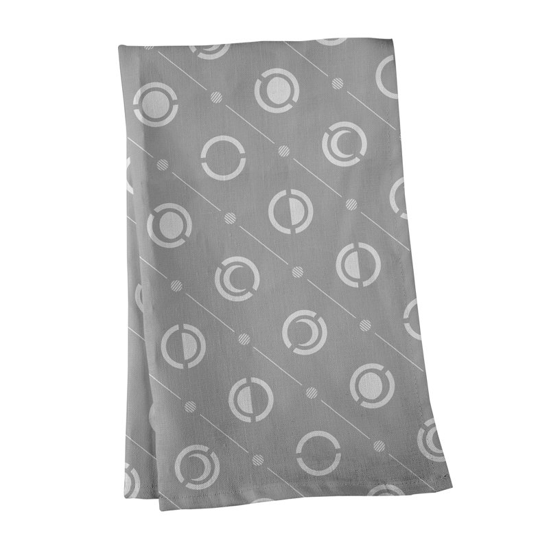 Torchon Moon phases, Gris/blanc, Croisé en coton