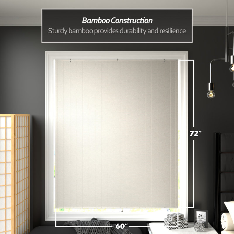 Bamboo Window Shade Blind - White, 60"W x 72"L