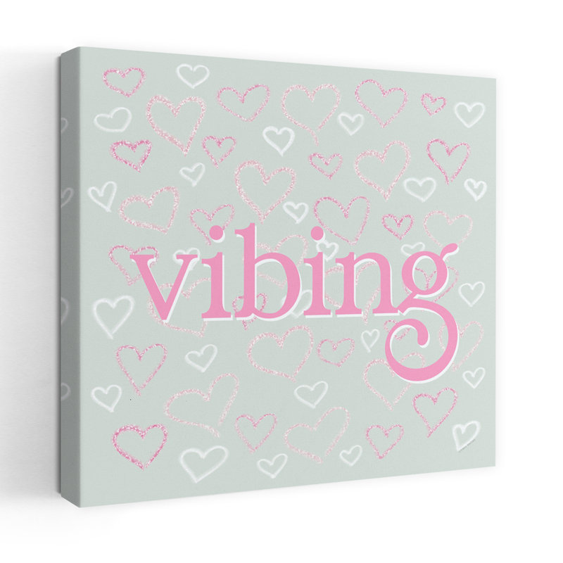 «Vibing - Sparkling Hearts», art typographique contemporain, H 18 po x l 18 po