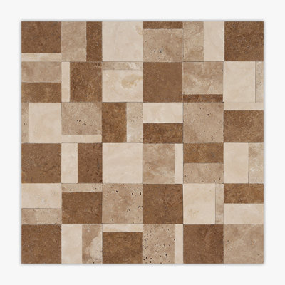 Ivory, Walnut, Noce Honed London Travertine Mosaic