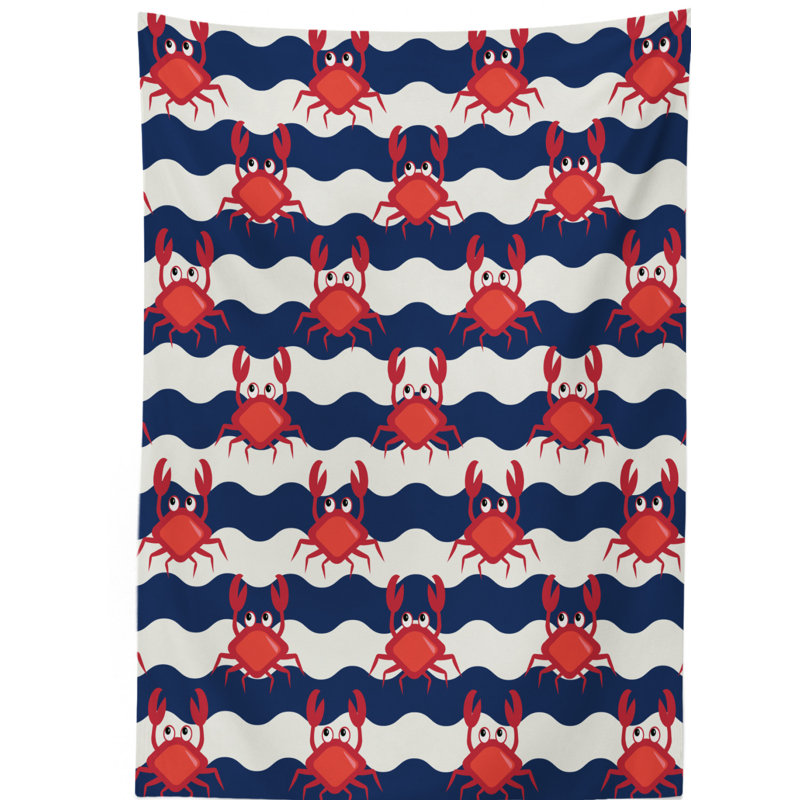 Crabs Dining Room Kitchen Tablecloth, 90" L x 60" W