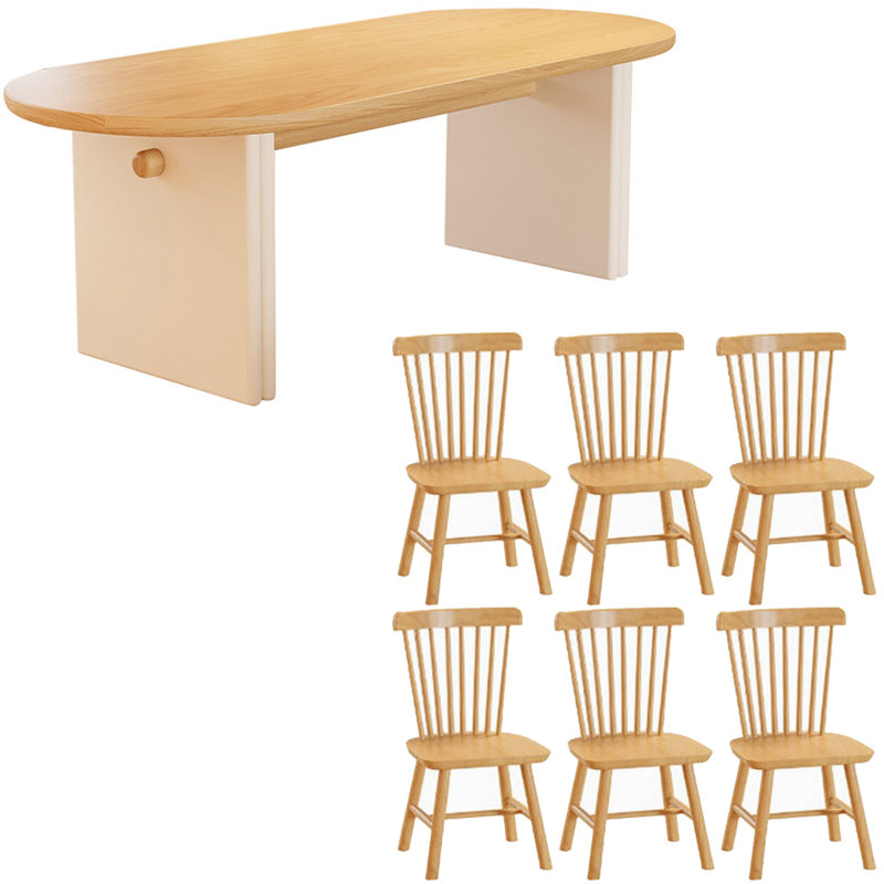 Modern simple solid wood dining table set., 29.5"H x 62.9"L x 27.5"W