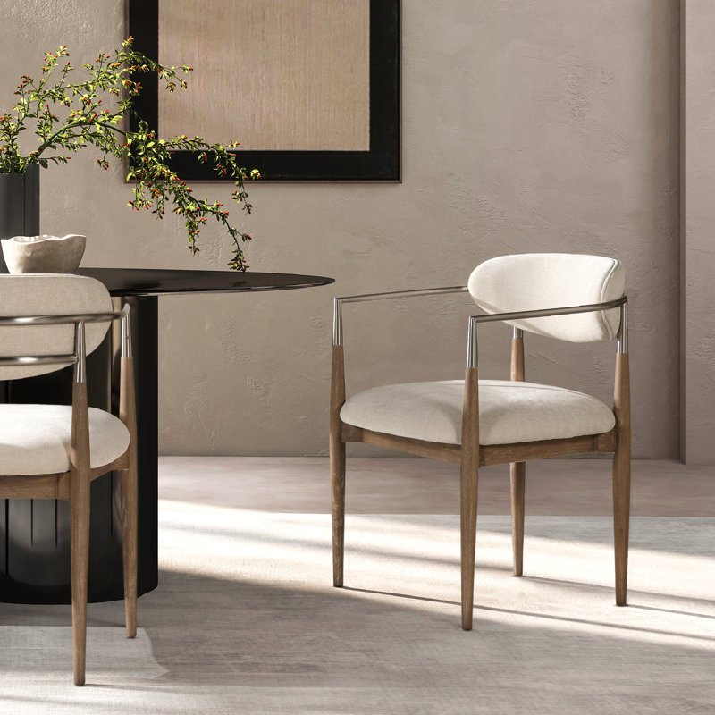 Chaise de salle à manger rembourrée en chenille blanc chaud Artemis