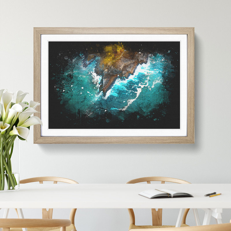 Coast of Santander in Austria - Picture Frame Graphic Art Print, 33cm H x 45cm W x 2cm D, Oak Framed