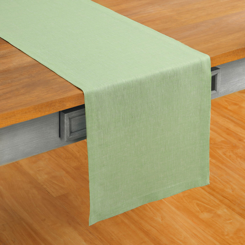 100% Pure Linen Table Runner - Athena, 108" x 14", Chambray Green